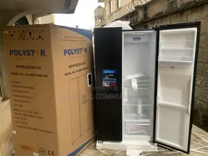 Polystar 502l Side-by-Side Refrigerator With Sleek Black Design
