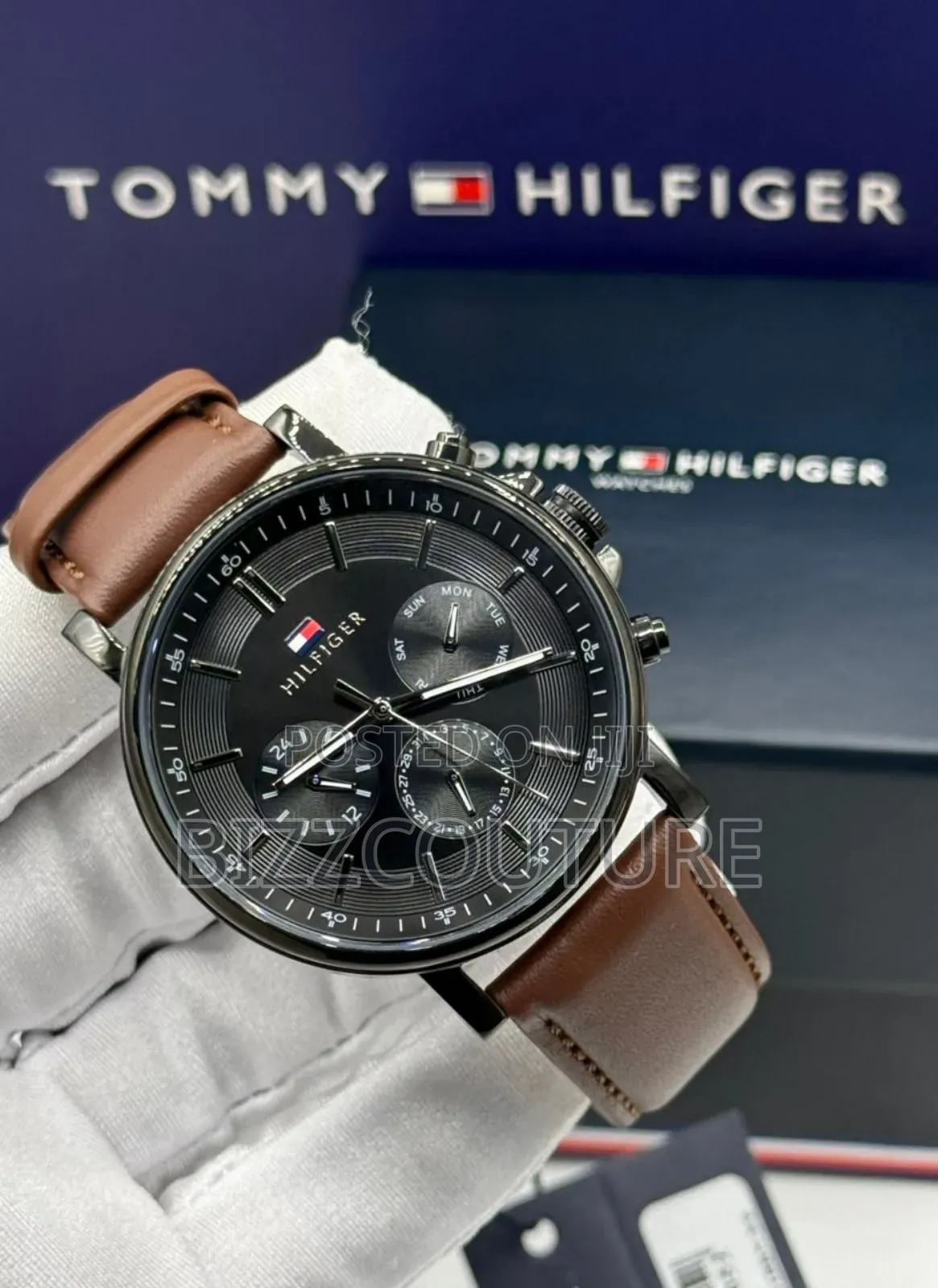 Original Tommy Hilfiger Black Dial Leather Strap Available in Store