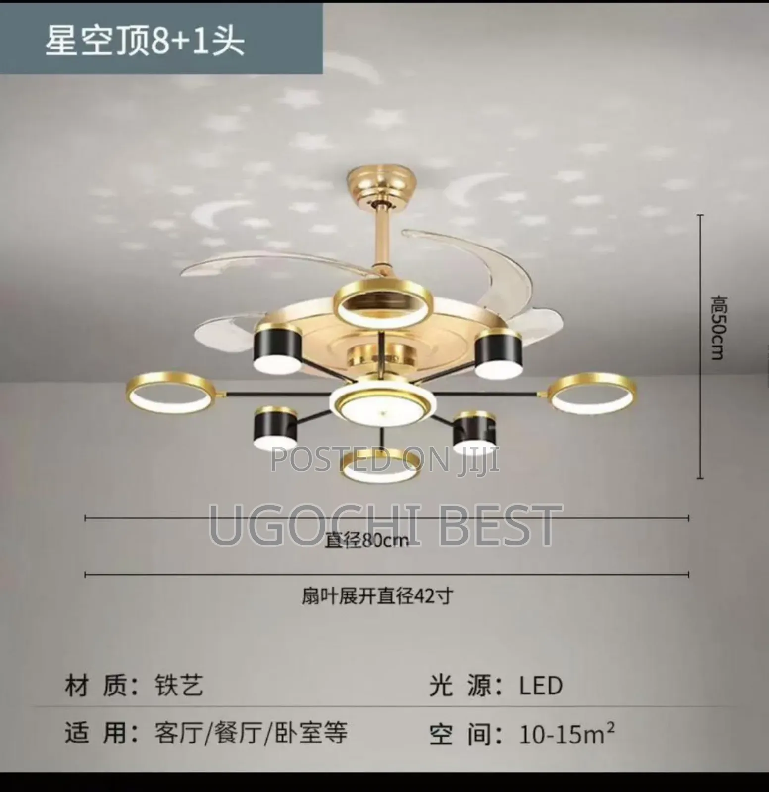 Chandelier With Fan , Bluetooth Lights