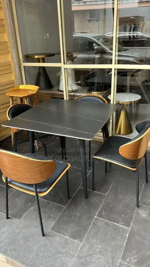 Executive Marble Dining Table Set With Leather Seats