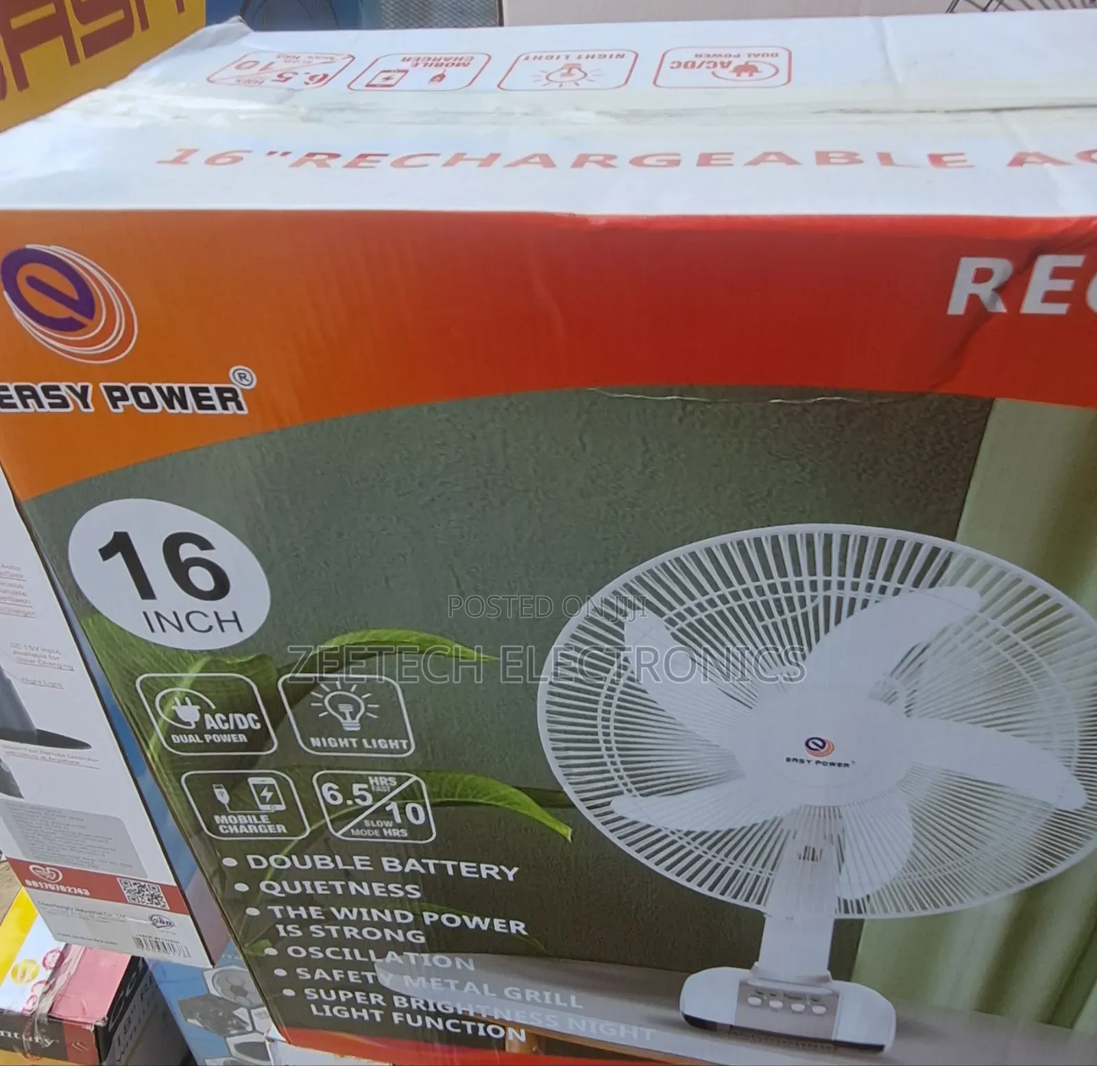 Easy Power 16" Rechargeable Ac/Dc Table Fan