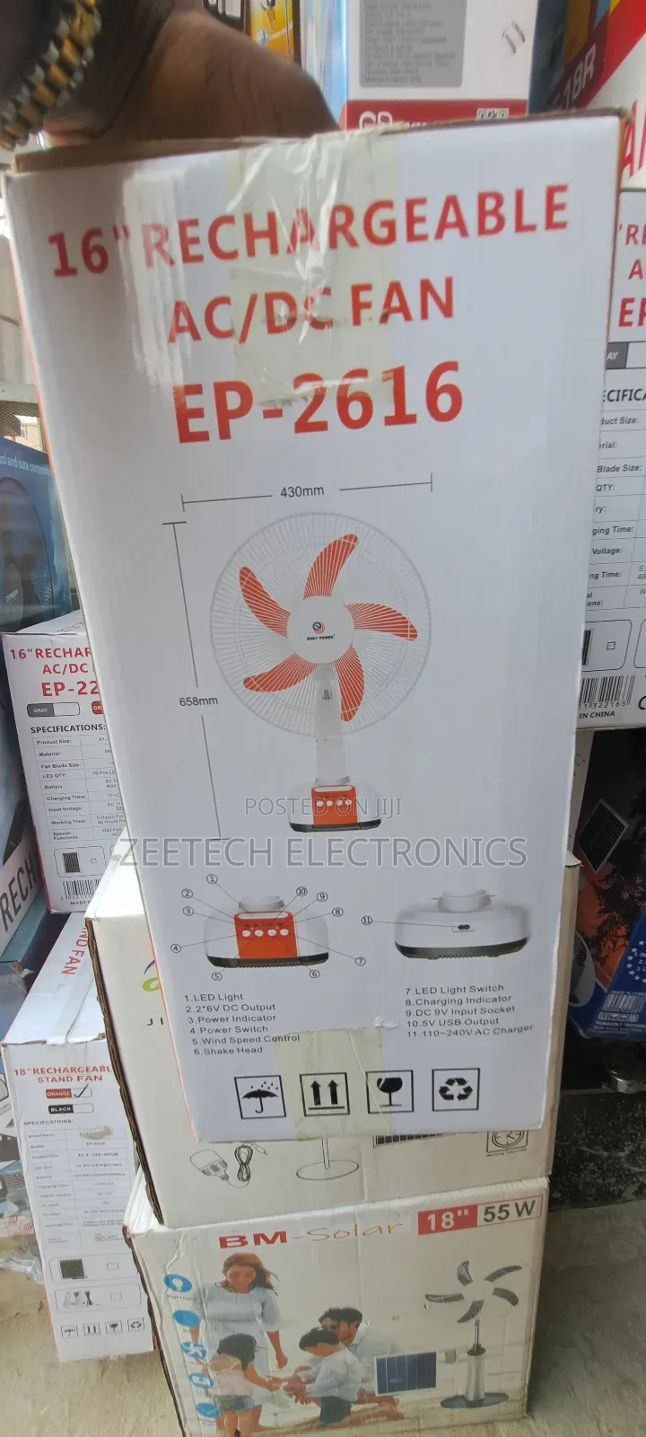 Easy Power 16" Rechargeable Ac/Dc Table Fan