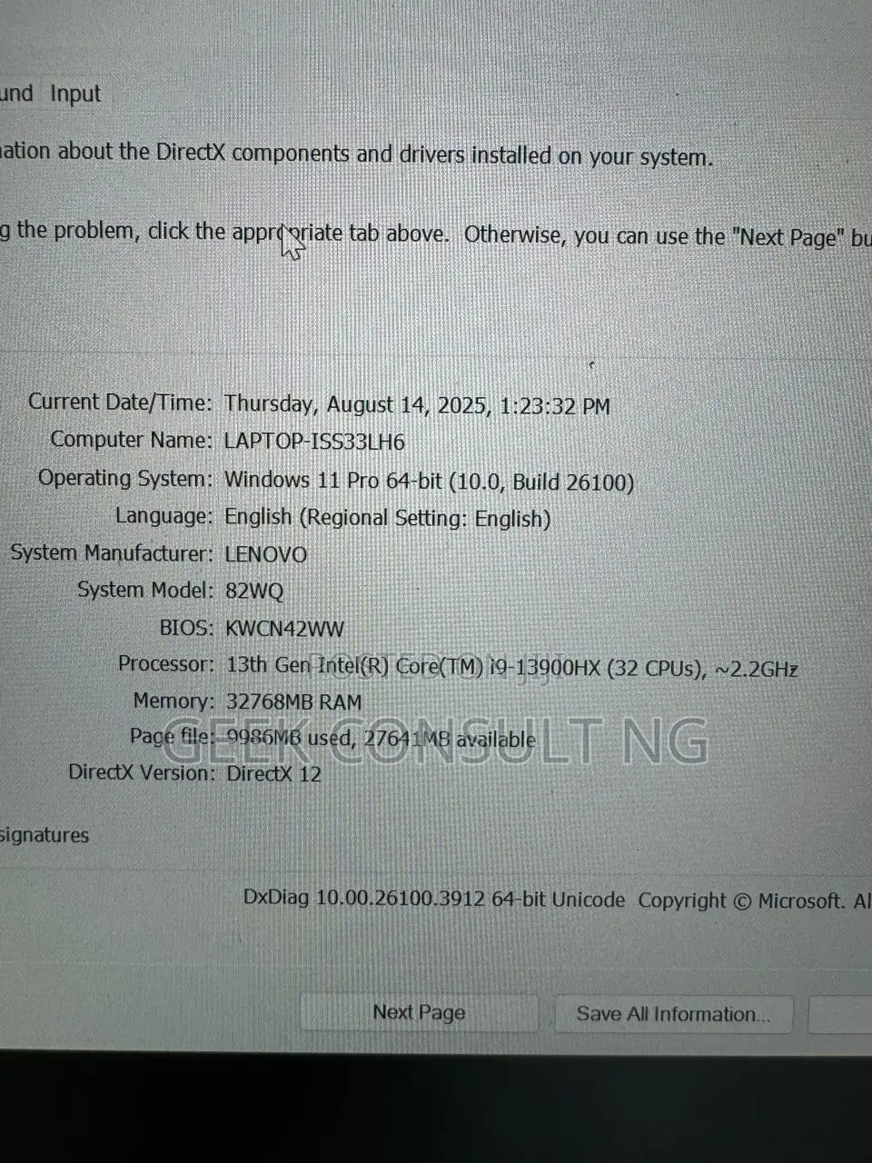 Laptop Lenovo 32GB Intel Core i9 SSD 2T