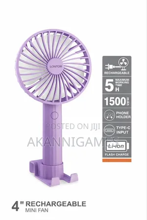 Lontor Rechargeable Hand Fan + Phone Stand (Strong Breeze) Type-C