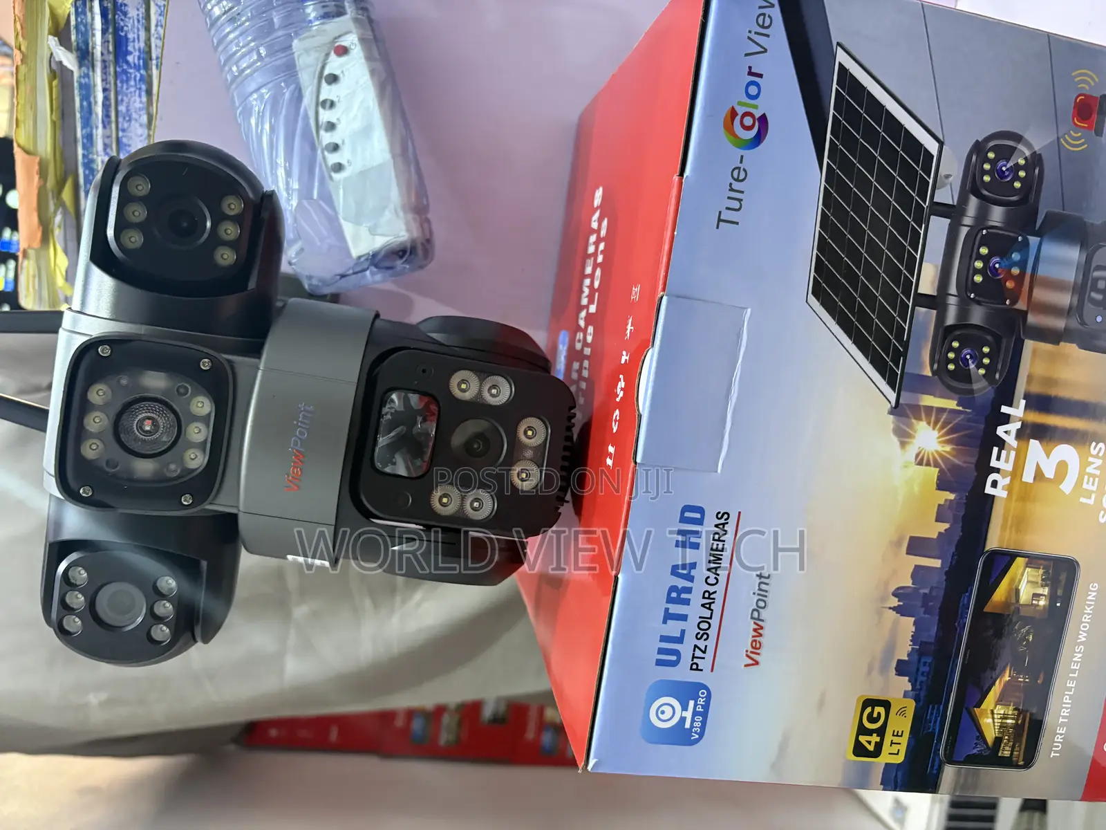 Solar CCTV Triple Lenses Camera