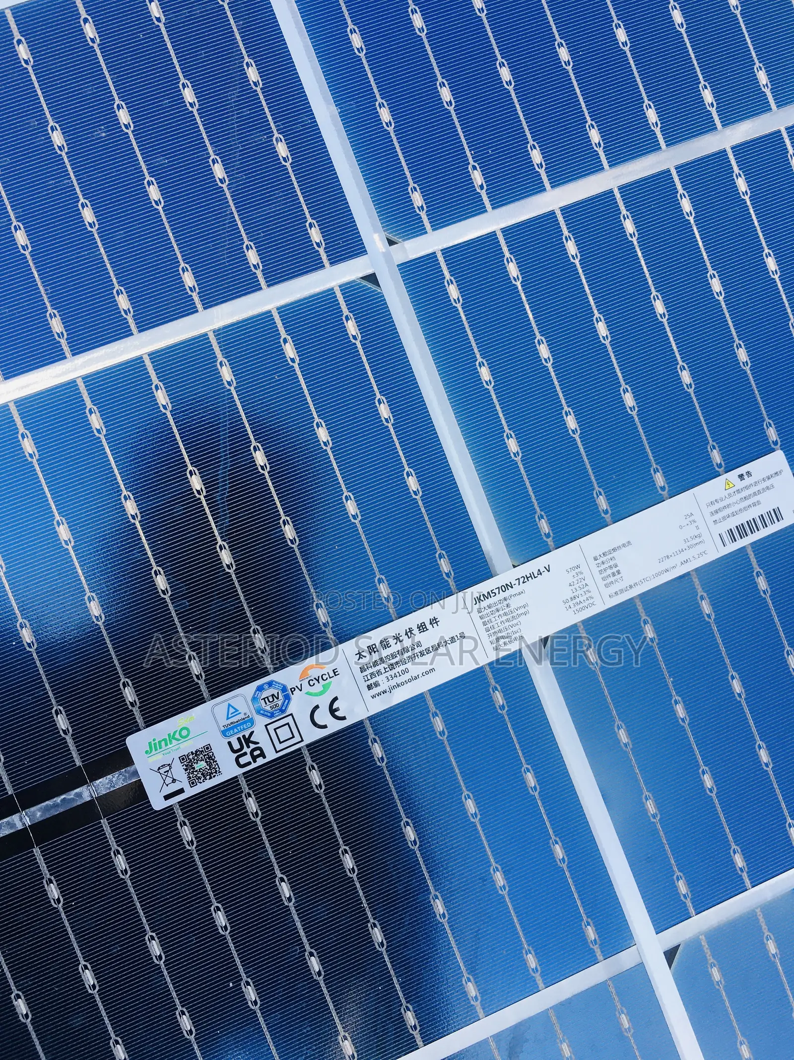 550watts Jinko Bifacial Solar Panel
