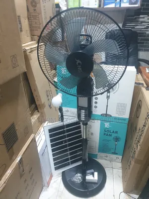 Solar Rechargeable 16" Fan With 1dc Bulb and Solar Panel + Adapter