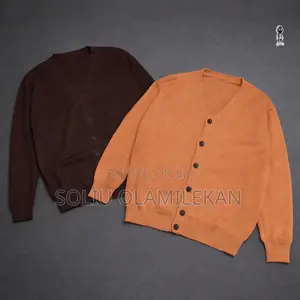 Men Cardigan Long Sleeve v-Neck Slim Fit Single-Breasted Solid Color