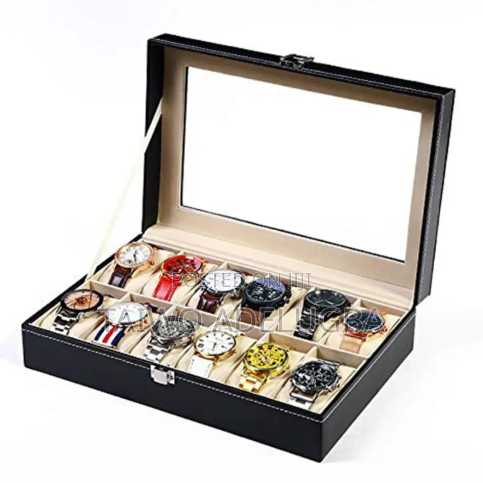 12 Slots Wrist Watch Display Storage Leather Box