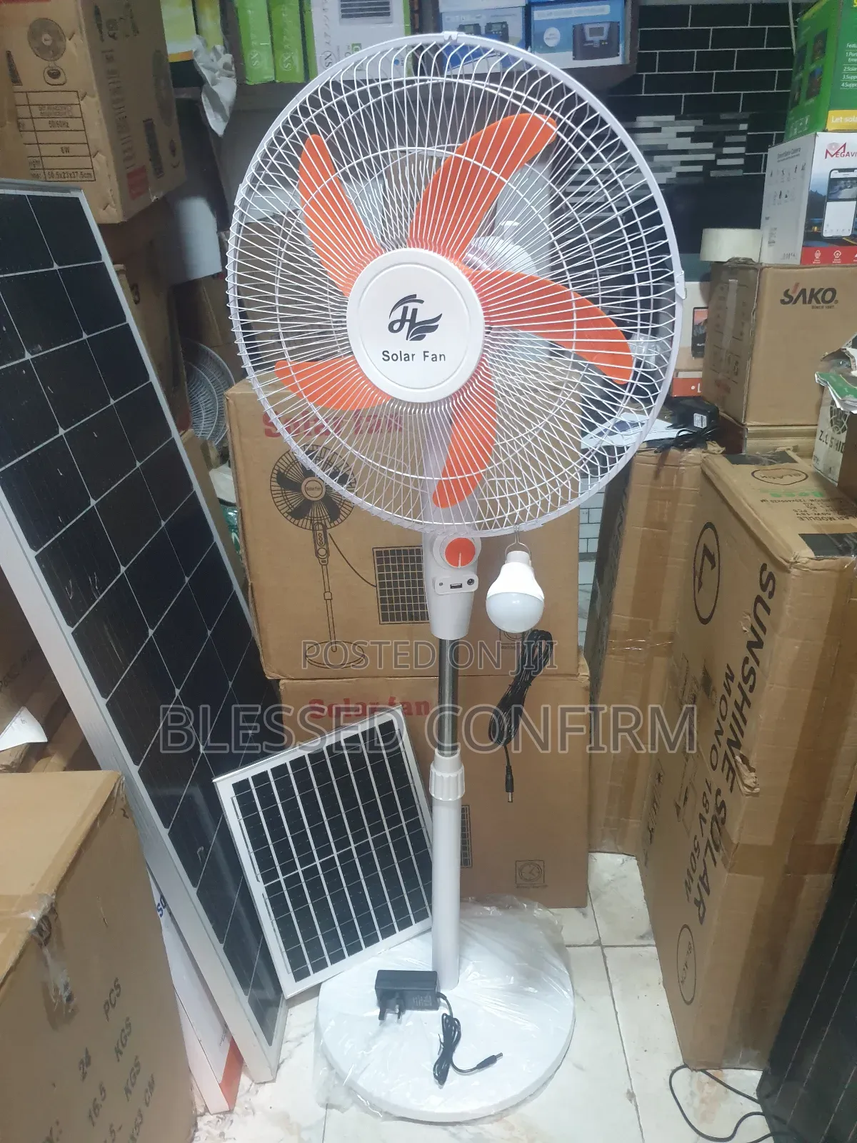 Powerful Solar Rechargeable Standing Fan Wit Solar Panel