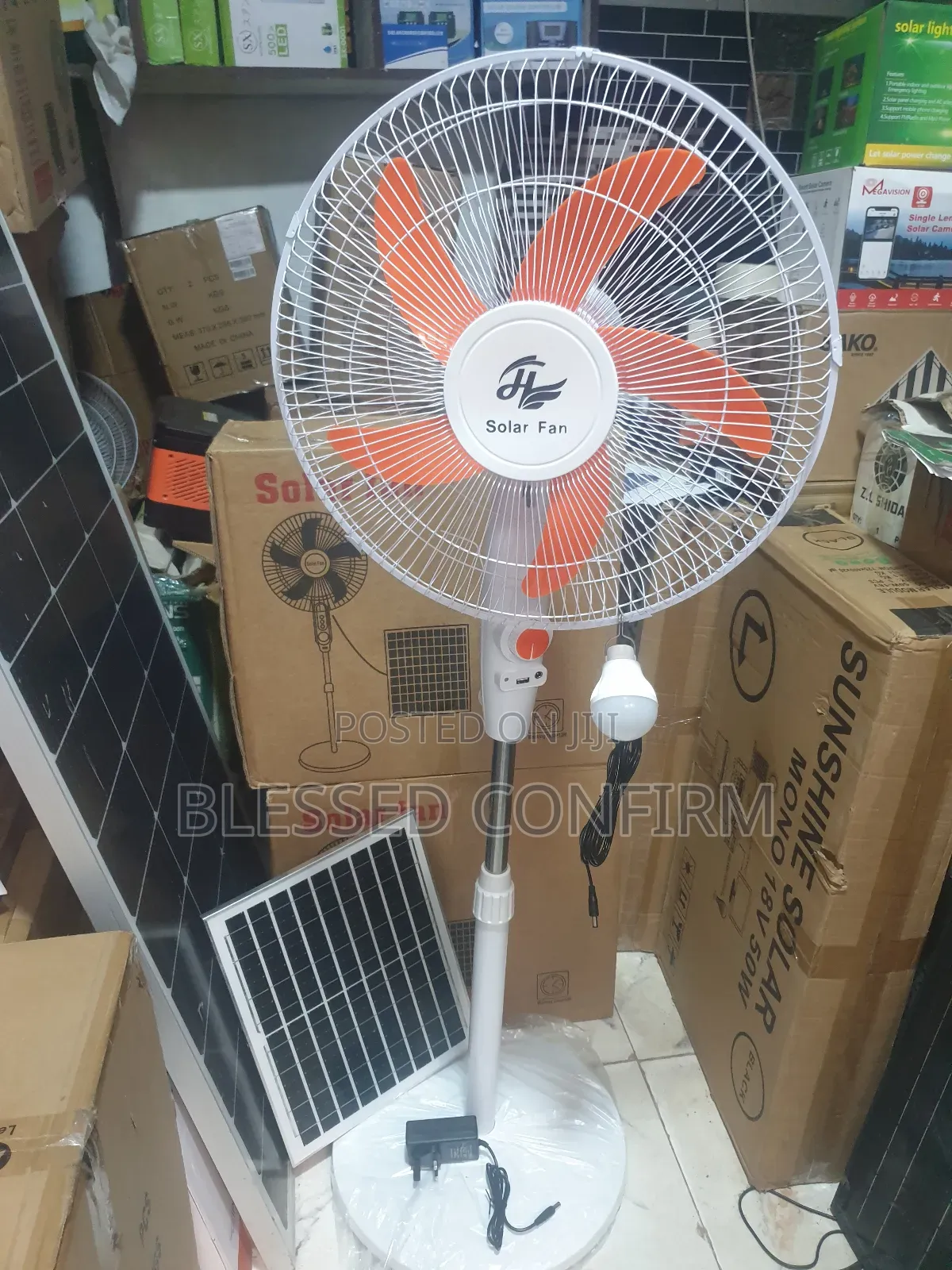 Powerful Solar Rechargeable Standing Fan Wit Solar Panel