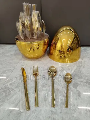 Stainless Gold and Silver Plated Egg-Like Cutlery Container