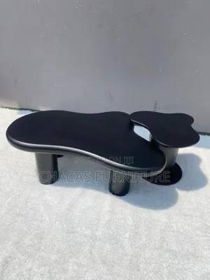 Modern Organic Center Table Set - 2 Piece Matte Black Coffee Table