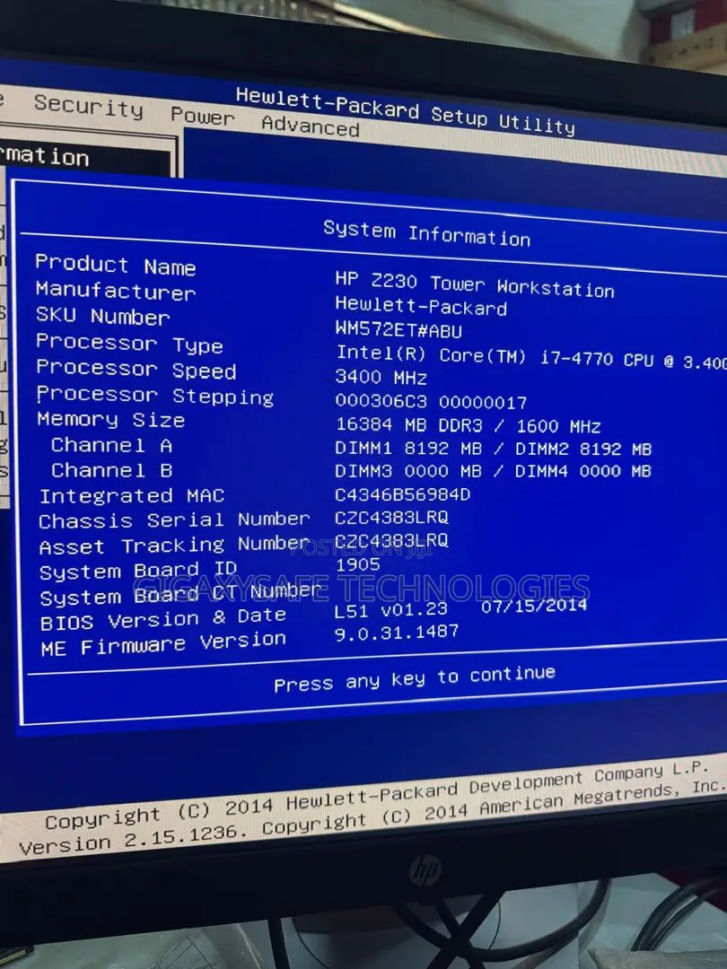 Desktop Computer HP Z230 16GB Intel Core i7 HDD+SSD 1T
