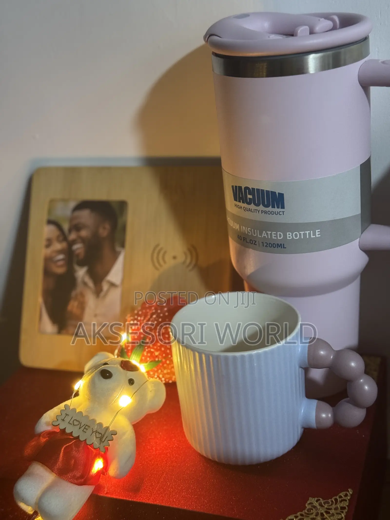 Led Valentine Single Rose and Teddy Bear