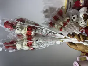 Led Valentine Single Rose and Teddy Bear