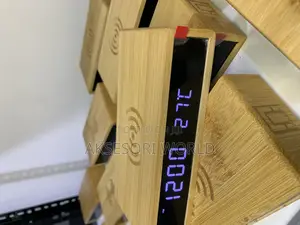 Bamboo Desk/Bedside Clock With Wireless Charging