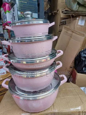 10-Piece Non-Stick Granite Cookware Set in Pink.