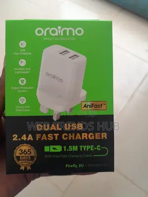 Oraimo Firefly 2u 12w Fast Charger + Type-C Cable (Ocw-U67s+C53)