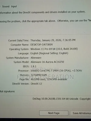Laptop Alienware 16 Aurora 32GB Intel Core Ultra 7 SSD 1T