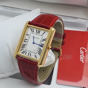Cartier Male Tank Leather Wristwatch
