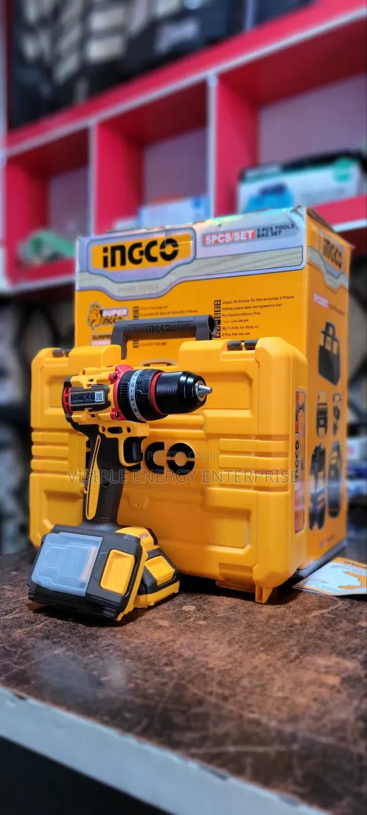 Ingco 20v 66nm Compact Brushless Cordless Impact Drill Kit