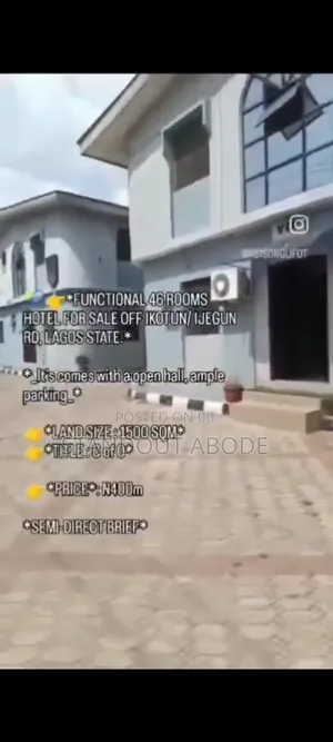 Functional 46 Rooms Hotel for Sale in Ijegun