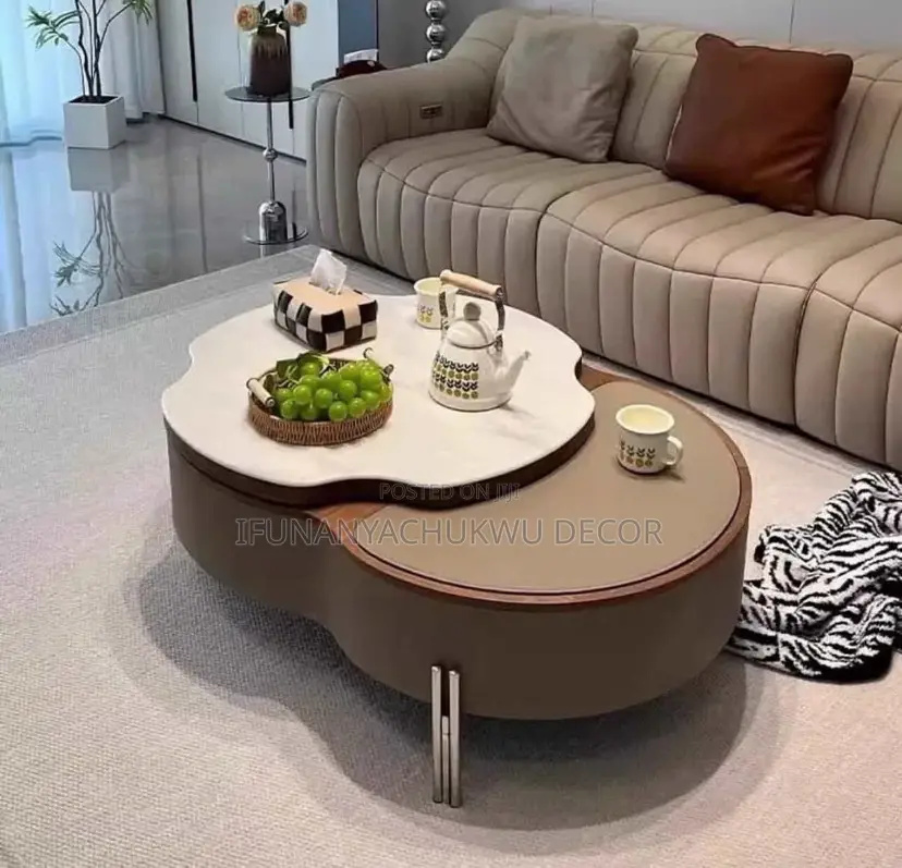 Unique Marble and Wood Center Table