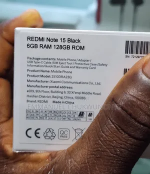 New Xiaomi Redmi Note 15 128 GB Black