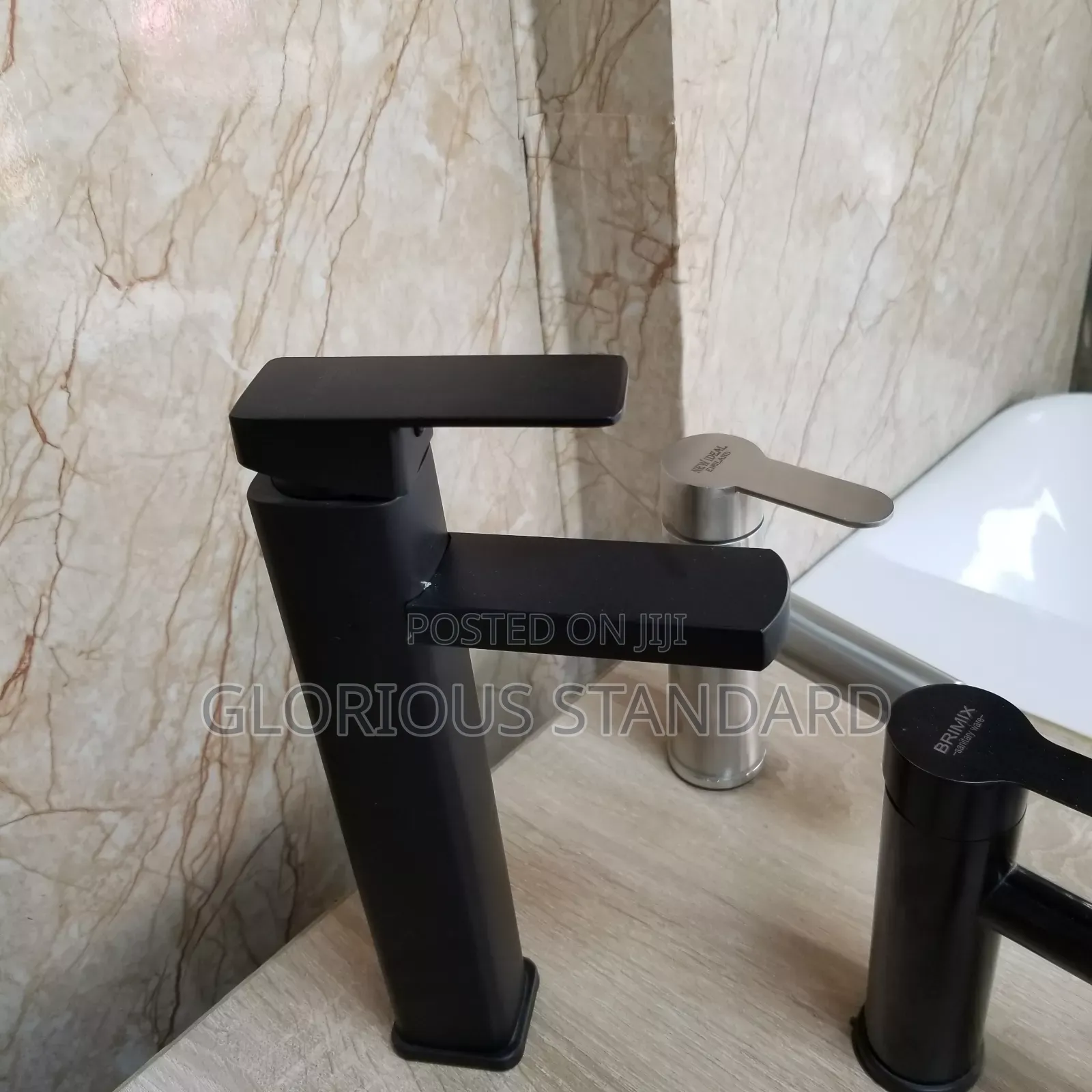 Long Square Basic Mixer Tap Black