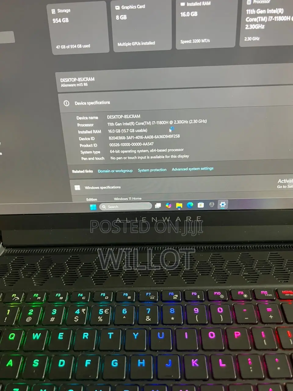 New Laptop Alienware M15 R3 16GB Intel Core I7 SSD 1T