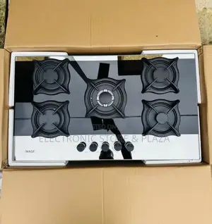 Image 5-Burner Built-in Gas Hob - Tempered Glass Cast Iron