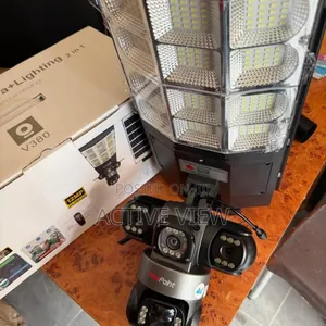Security Street Light With Three Lens Camera