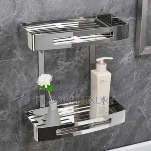 Black And Silver Bathroom Shelves