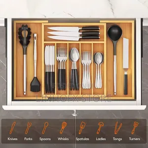 Bamboo Extendable Cutlery Storage