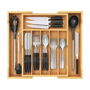 Bamboo Extendable Cutlery Storage