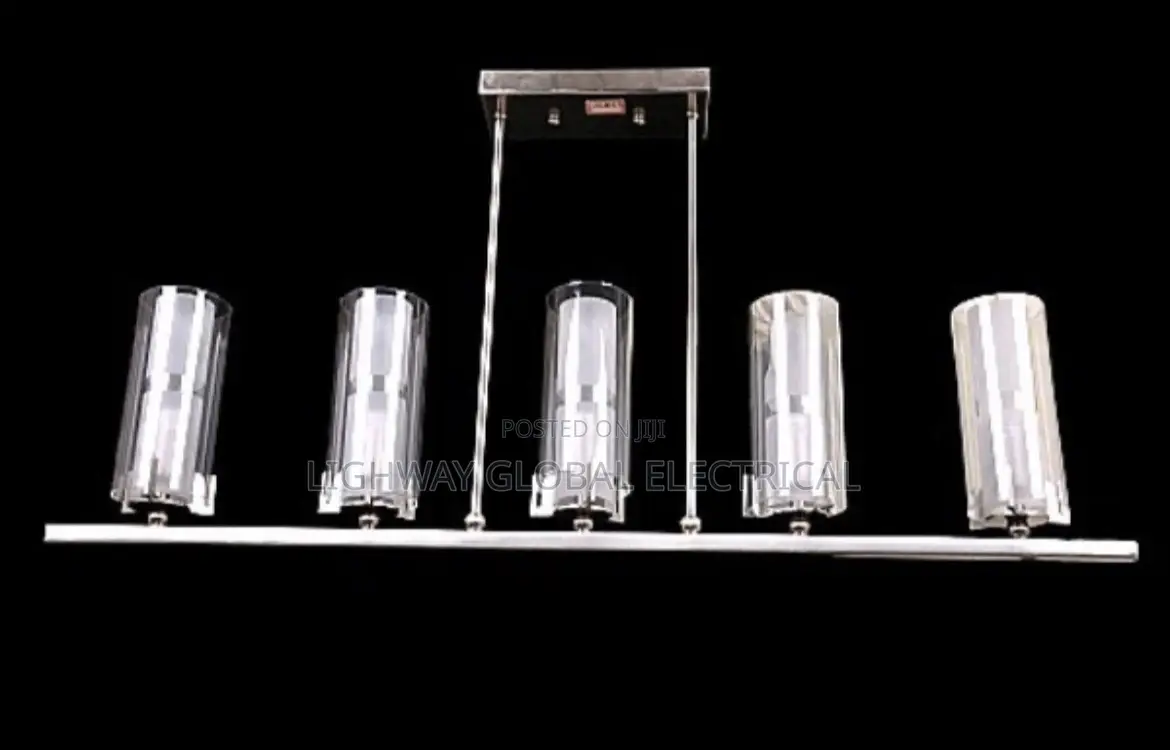 Satin Chrome by 5 Long Chandelier Light