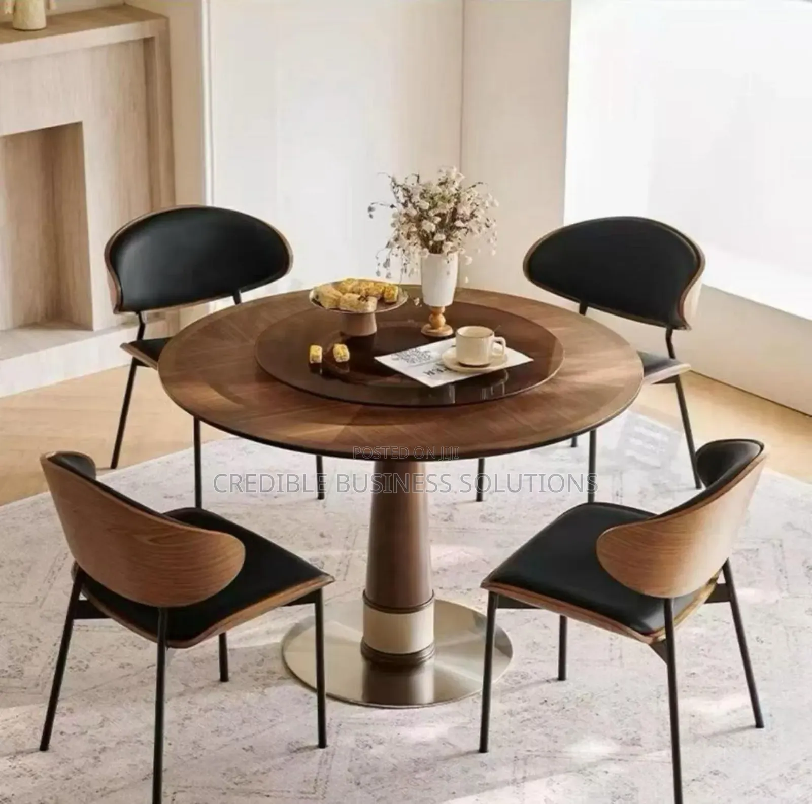 Rotating Round Dining Table With 4 Chairs