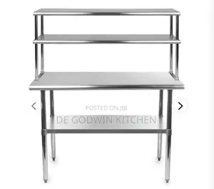 4ft Stainless Steel Table With Upper Shelve