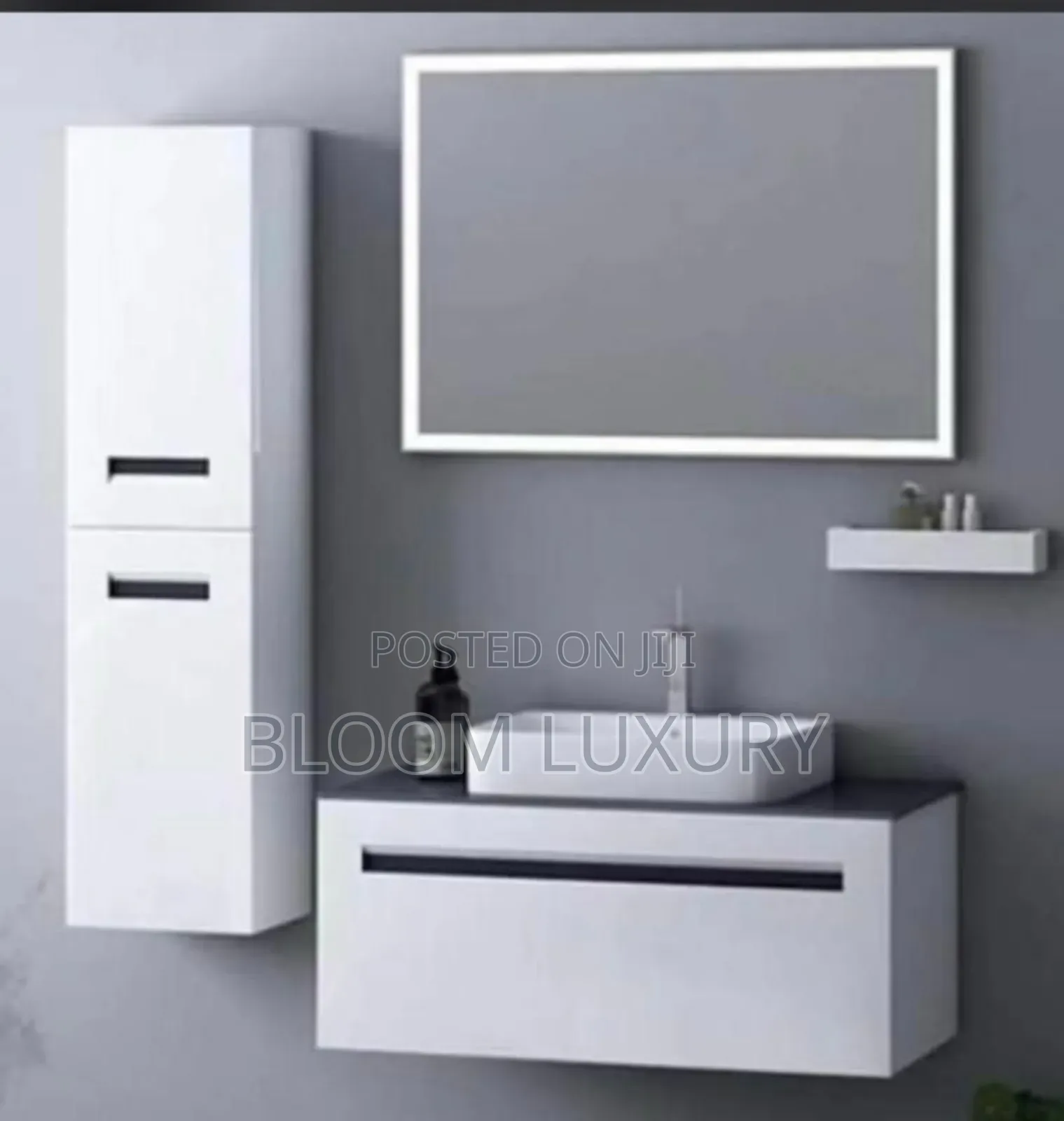 Bathroom Cabinet With Led Mirror And Side Shelf