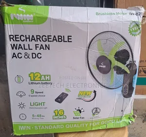Iwin 16-Inch Rechargeable Wall Fan
