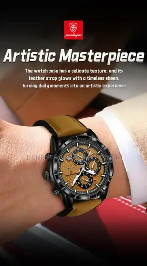 Perfectly Working Analog Leather Chronograph Movement Wristwatch