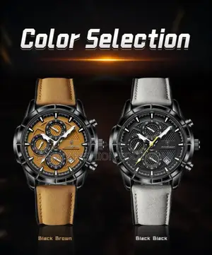 Perfectly Working Analog Leather Chronograph Movement Wristwatch