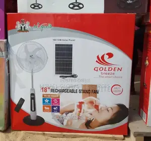 Golden Rechargeable Fan With Solar