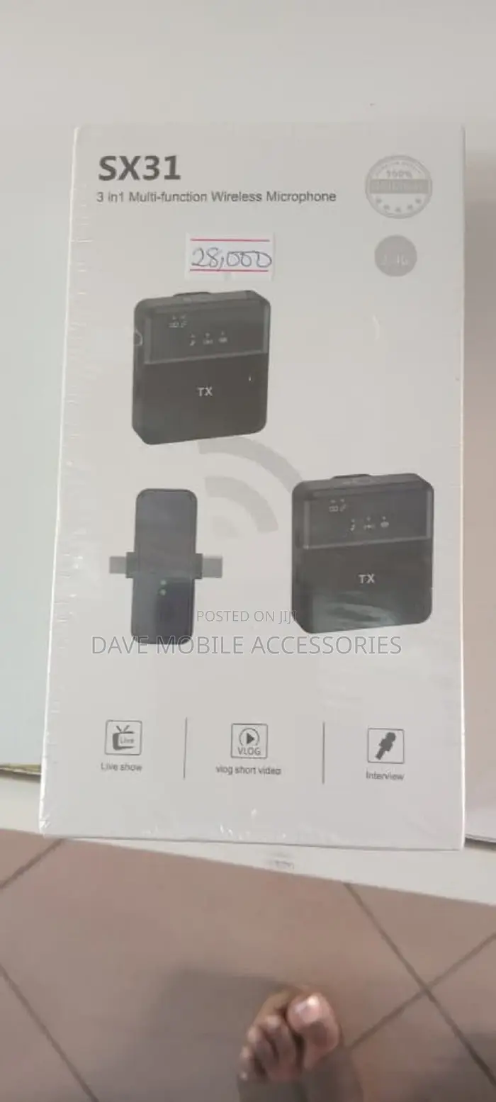 Sx31 3-in-1 Wireless Lavalier (Lapel) Microphone for iPhone Android