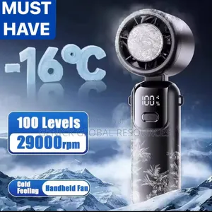 100-Speed Cooling Digital Display Rechargeable Handheld Fan (Foldable)