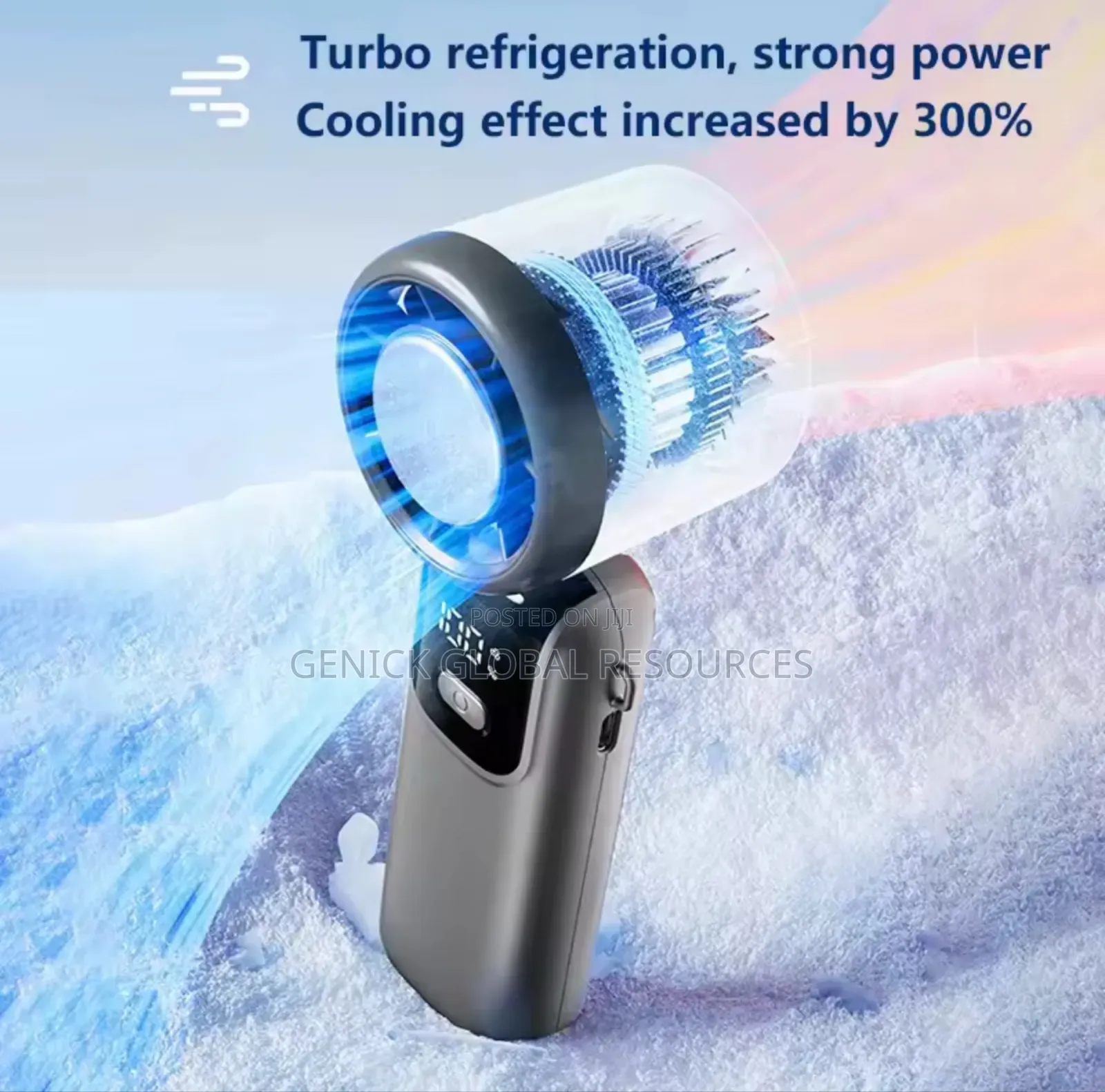 100-Speed Cooling Digital Display Rechargeable Handheld Fan (Foldable)