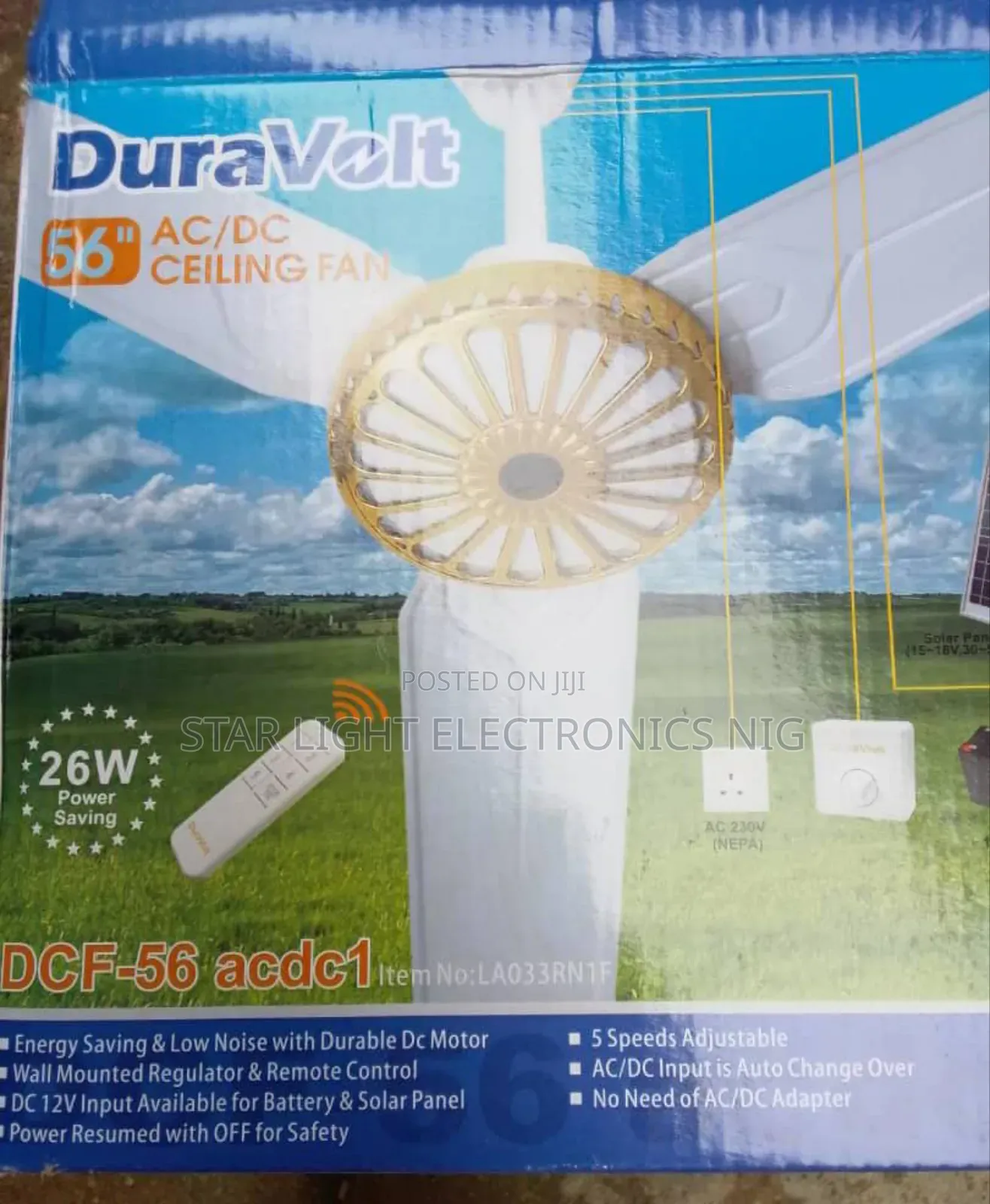 Solar Ceiling Fan 56 Inches