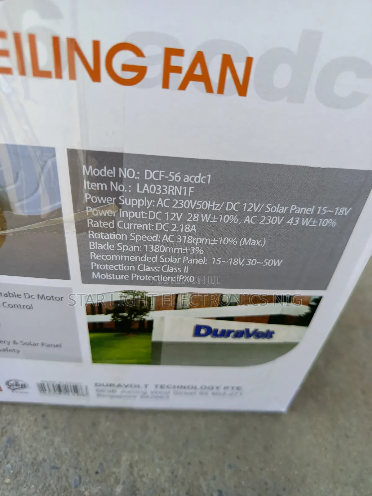 Solar Ceiling Fan 56 Inches