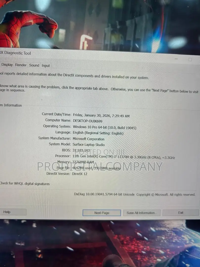 Laptop Microsoft Surface Laptop Studio 32GB Intel Core i7 SSD 1T